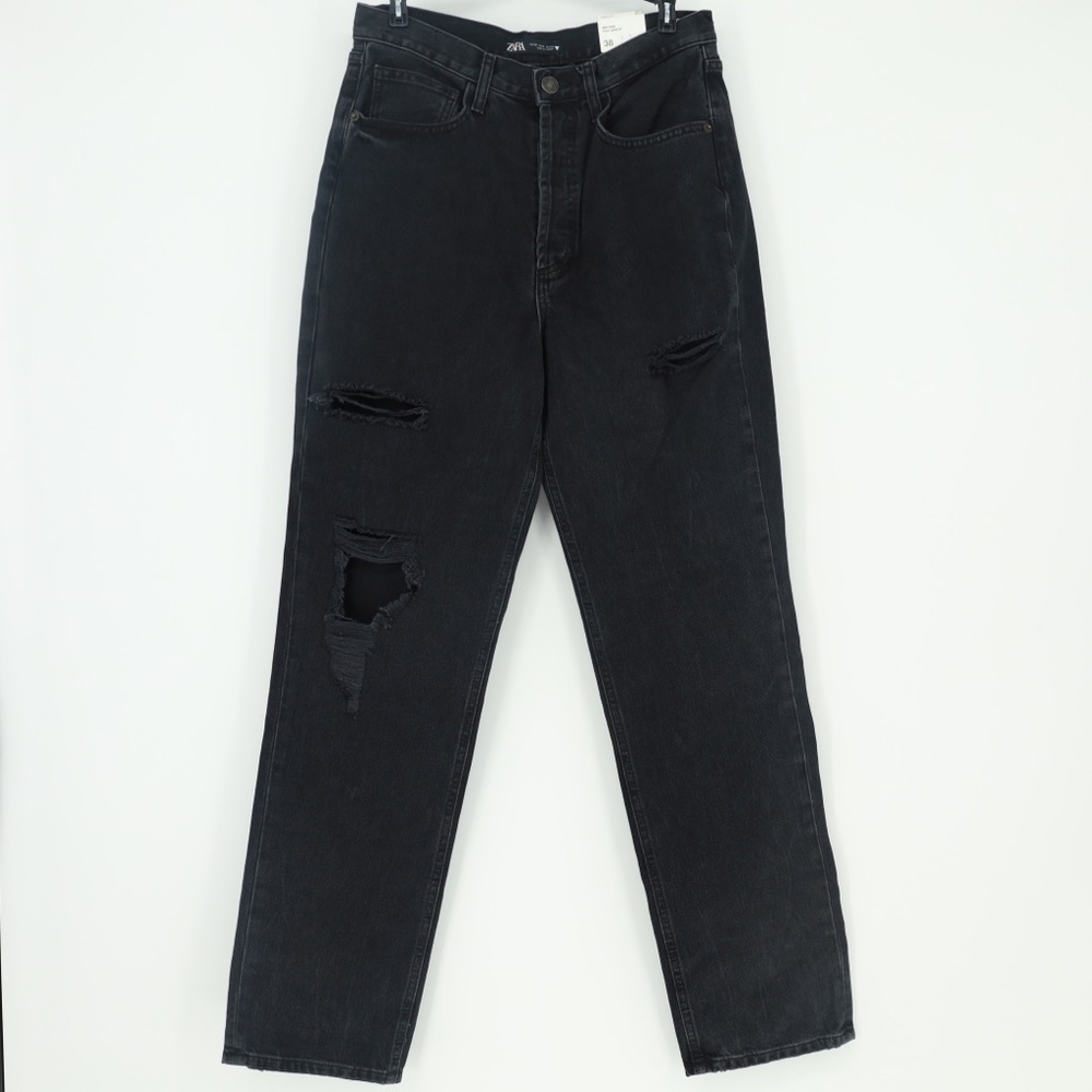 ZARA‎ MID RISE FULL LENGTH DISTRESS BOYFRIEND JEANS